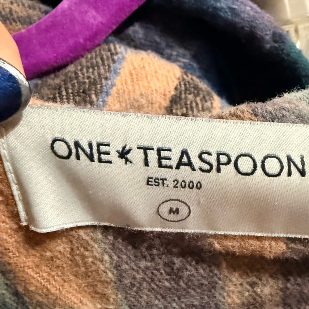 FREE PEOPLE X ONE TEASPOON SPLIT FLANNEL HOODED TOP, SIZE MEDIUM - Picture 6 of 8